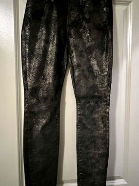 7 For All Mankind Seven Skinny Jeans – Metallic Shimmer Ankle Black ✨ Size 25
